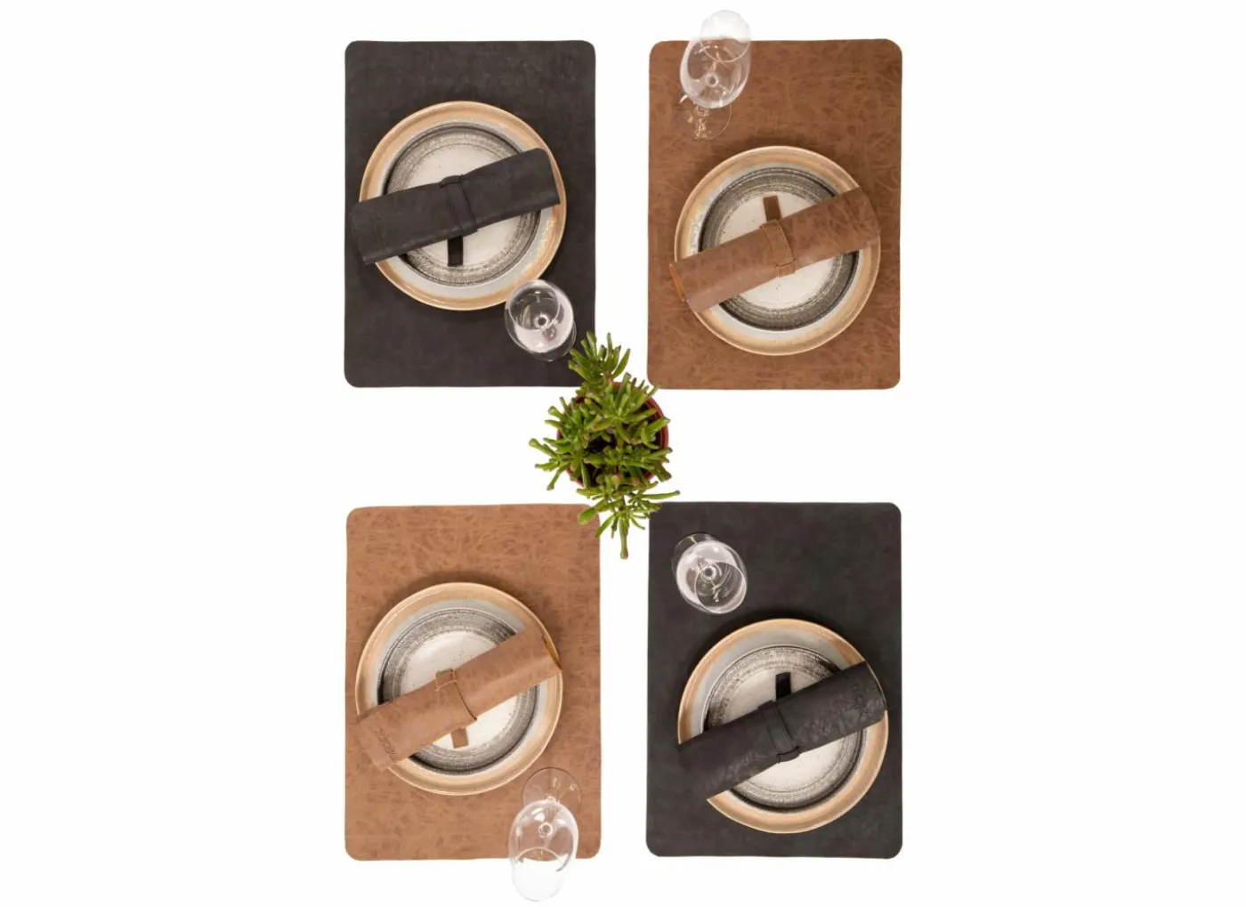 Placemat Truman 33x45cm - lederlook - koffie