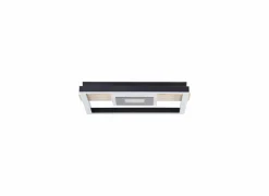 Plafondlamp Baldo 29,5x27,5cm - metaal/hout/kunststof - zwart/naturel