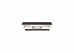 Plafondlamp Baldo 29,5x27,5cm - metaal/hout/kunststof - zwart/naturel