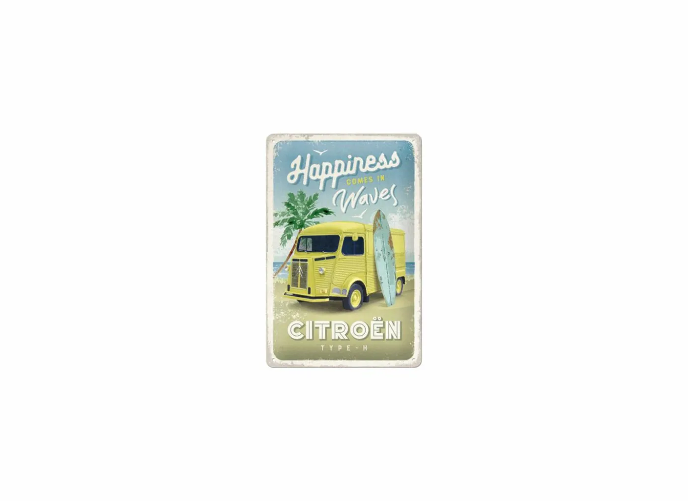 Plakkaat 20x30cm Happiness Comes In Waves
