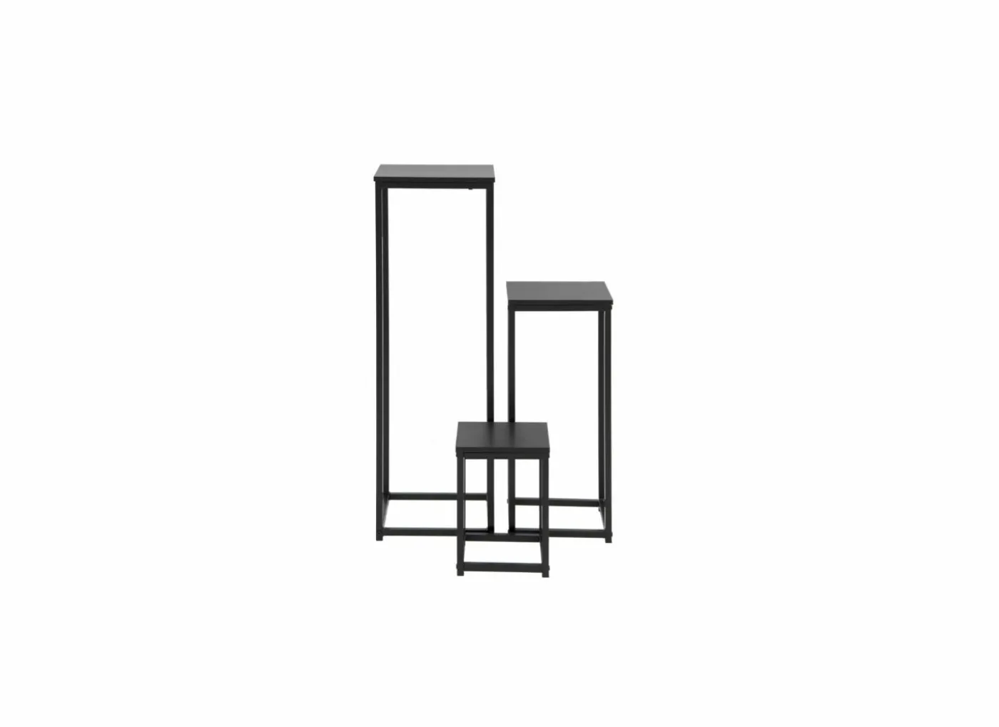 Plantenstandaard Kane 30x90x30cm - melamine & metaal - zwart - set van 3