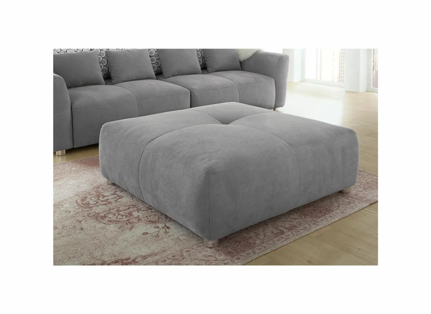 Poef Gulliver 126x126x41cm - stof - grijs