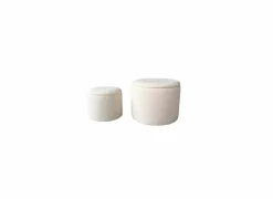 Poef Mouflon Ø52cm - bouclé - beige - set van 2