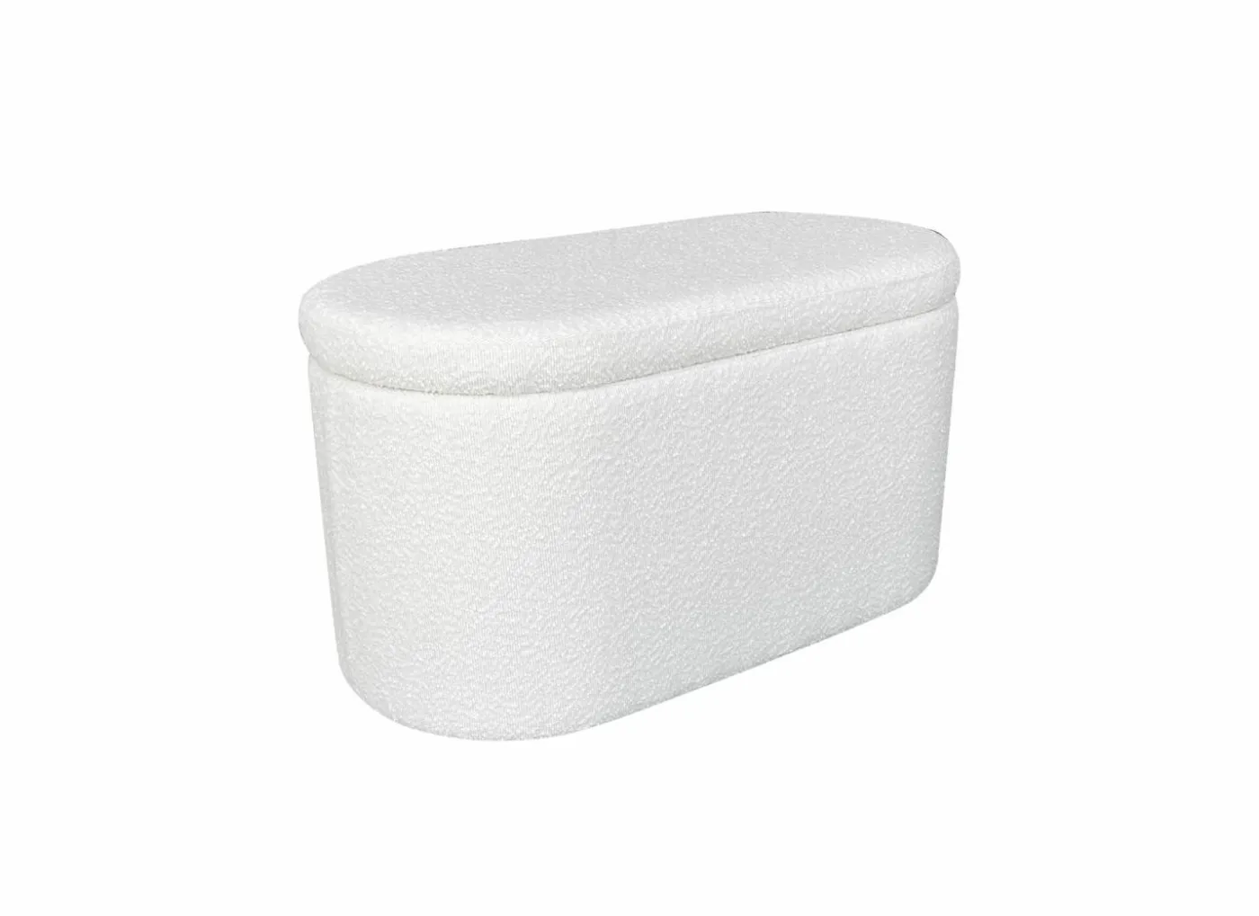 Poef Suzanna met opbergruimte 82x42cm bouclé wit