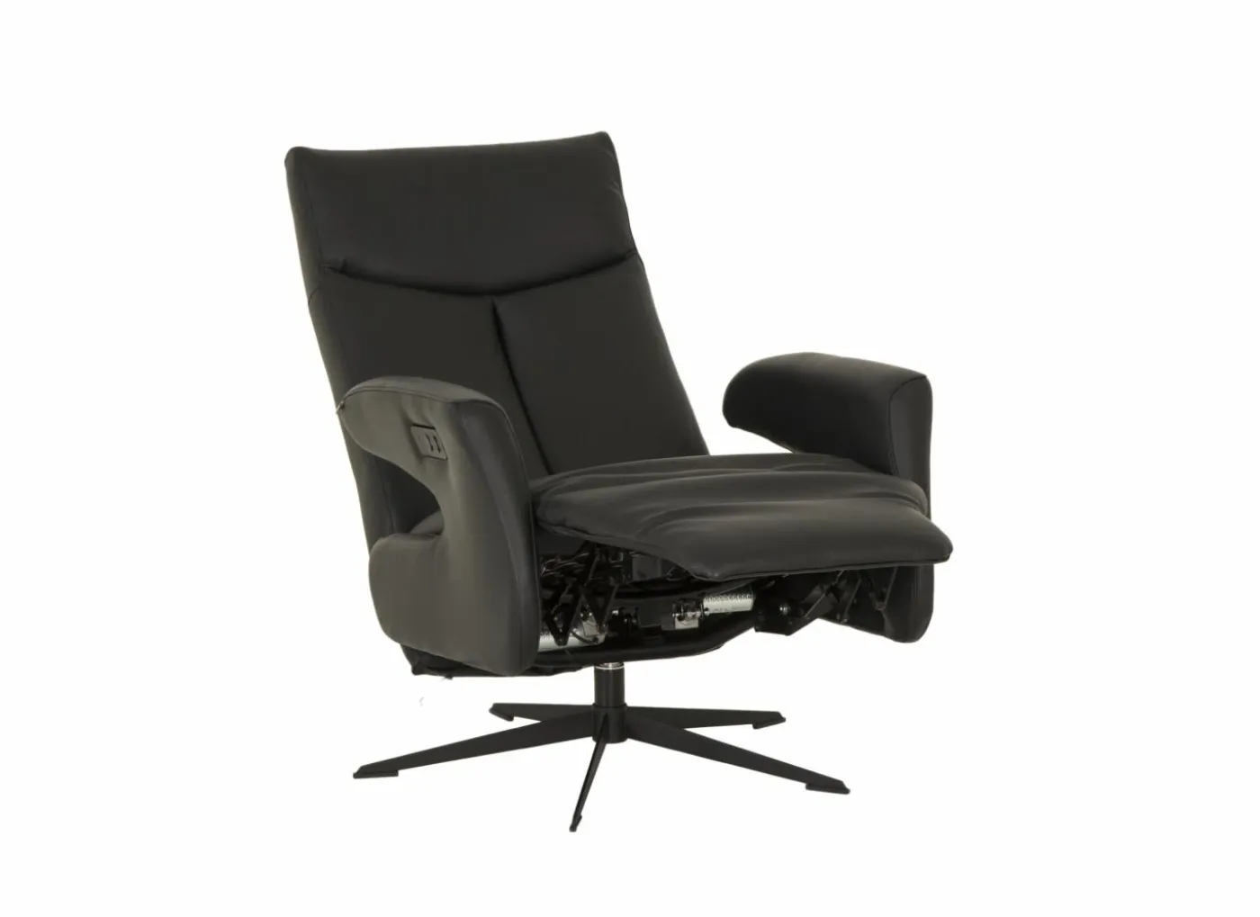 Relaxzetel 8001 elektrisch - leder - zwart