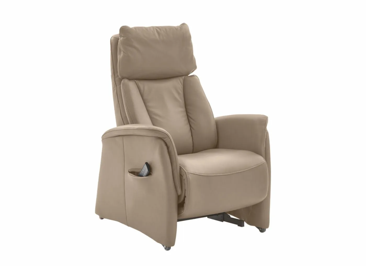 Relaxzetel EC22138 elektrisch - leder - belvita pearl met manueel verstelbare hoofdsteun