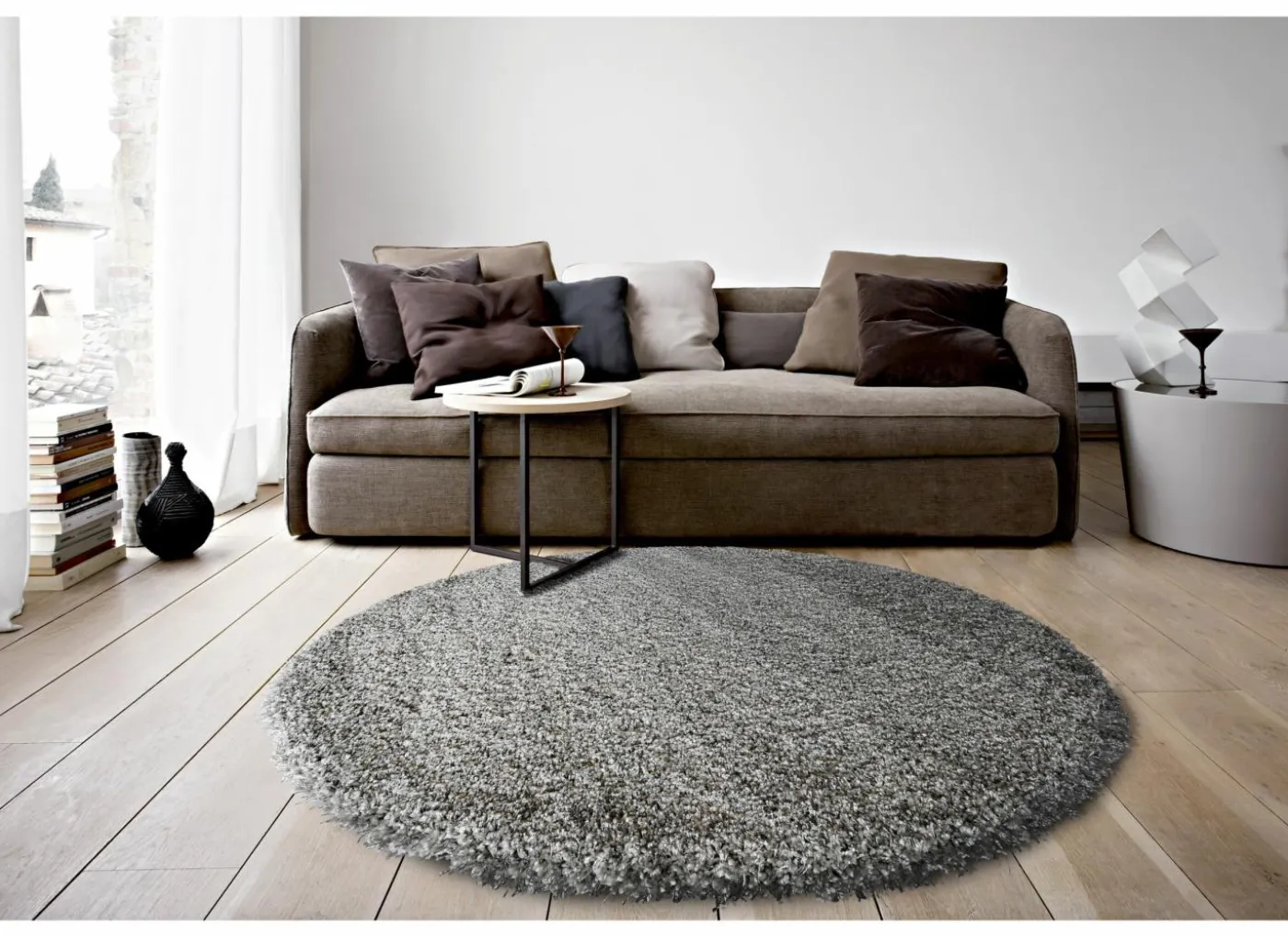 Rond tapijt Twister Ø160cm - polypropyleen - zilver