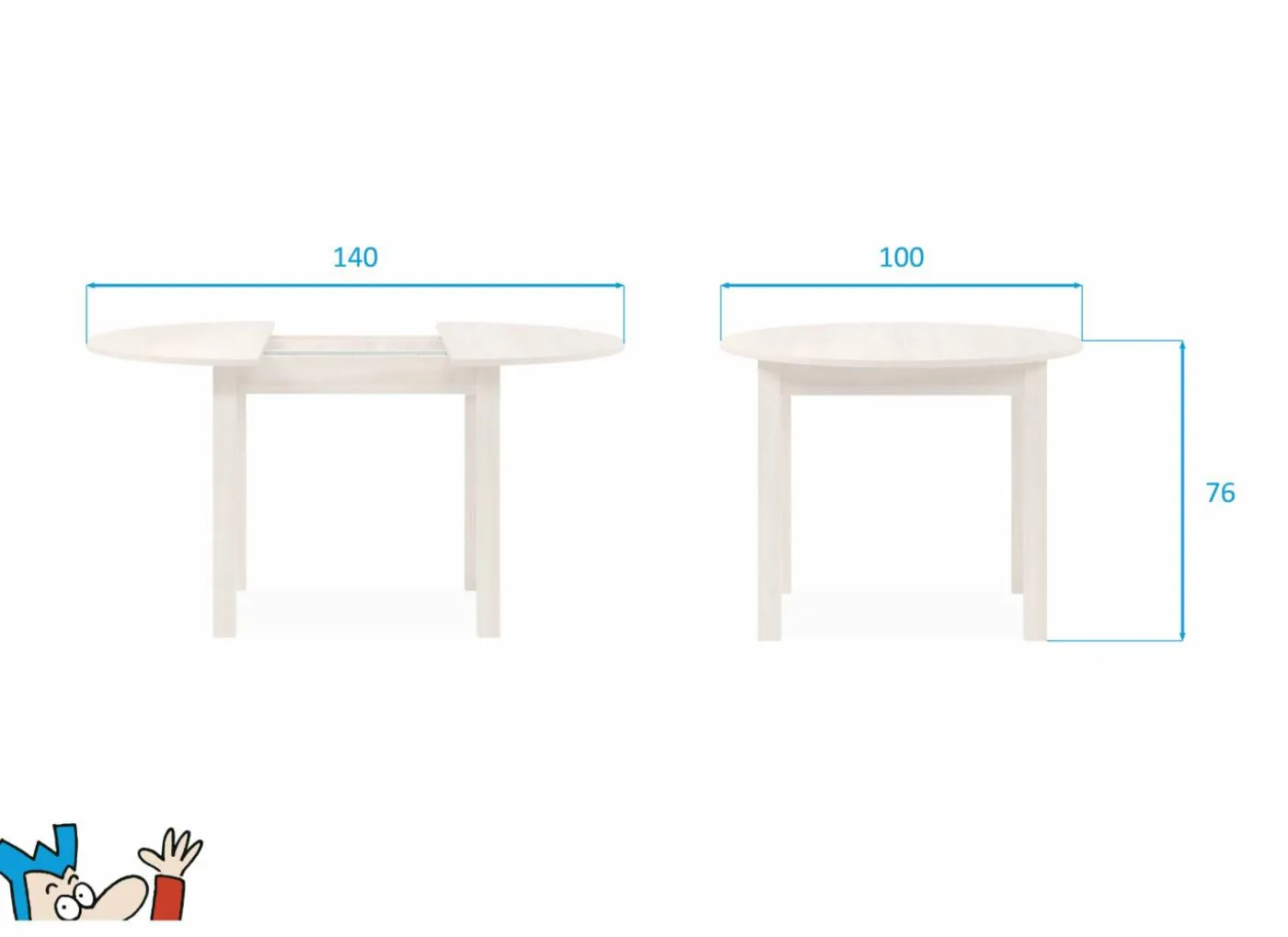 Ronde tafel Coburg 100/140x100cm - melamine - sonoma