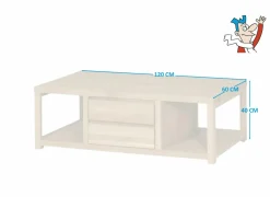 Salontafel Amarillo 120x60cm - eik massief & decor - naturel