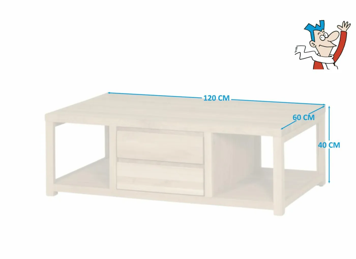 Salontafel Amarillo 120x60cm - eik massief & decor - naturel