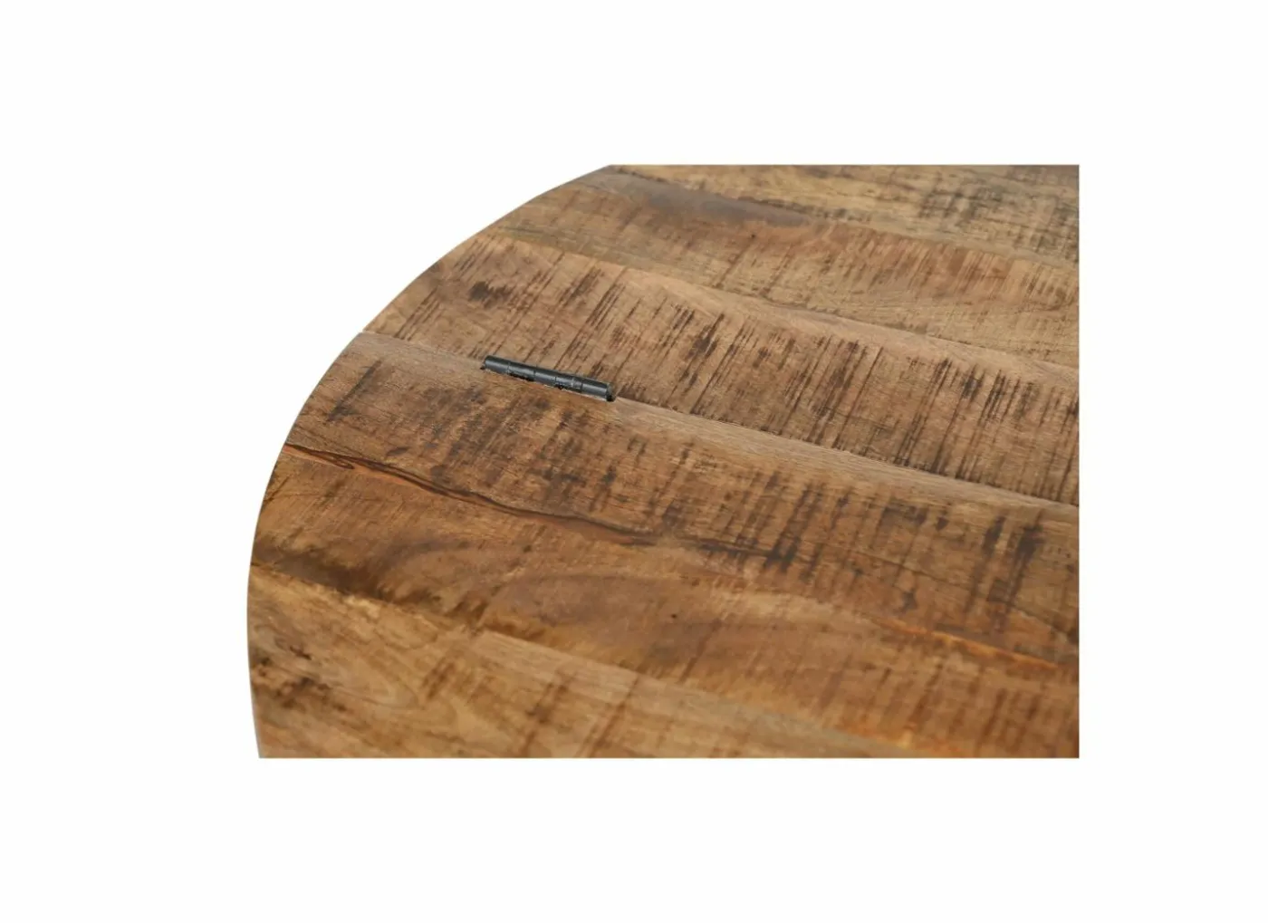 Salontafel Antz Ø90cm - mango massief - naturel & zwart met opbergruimte
