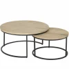 Salontafel Barn Ø75x38/Ø55x33cm - eik massief - naturel set van 2