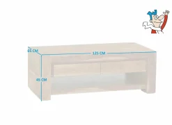 Salontafel Carbone 125x65cm - sheesham massief & decor - naturel