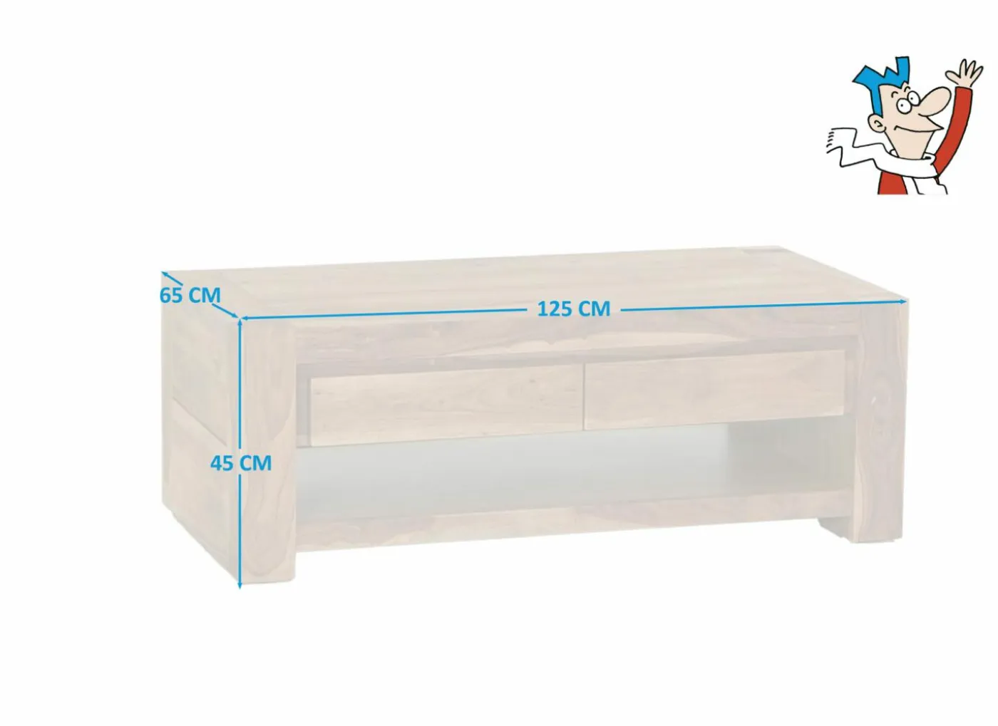 Salontafel Carbone 125x65cm - sheesham massief & decor - naturel