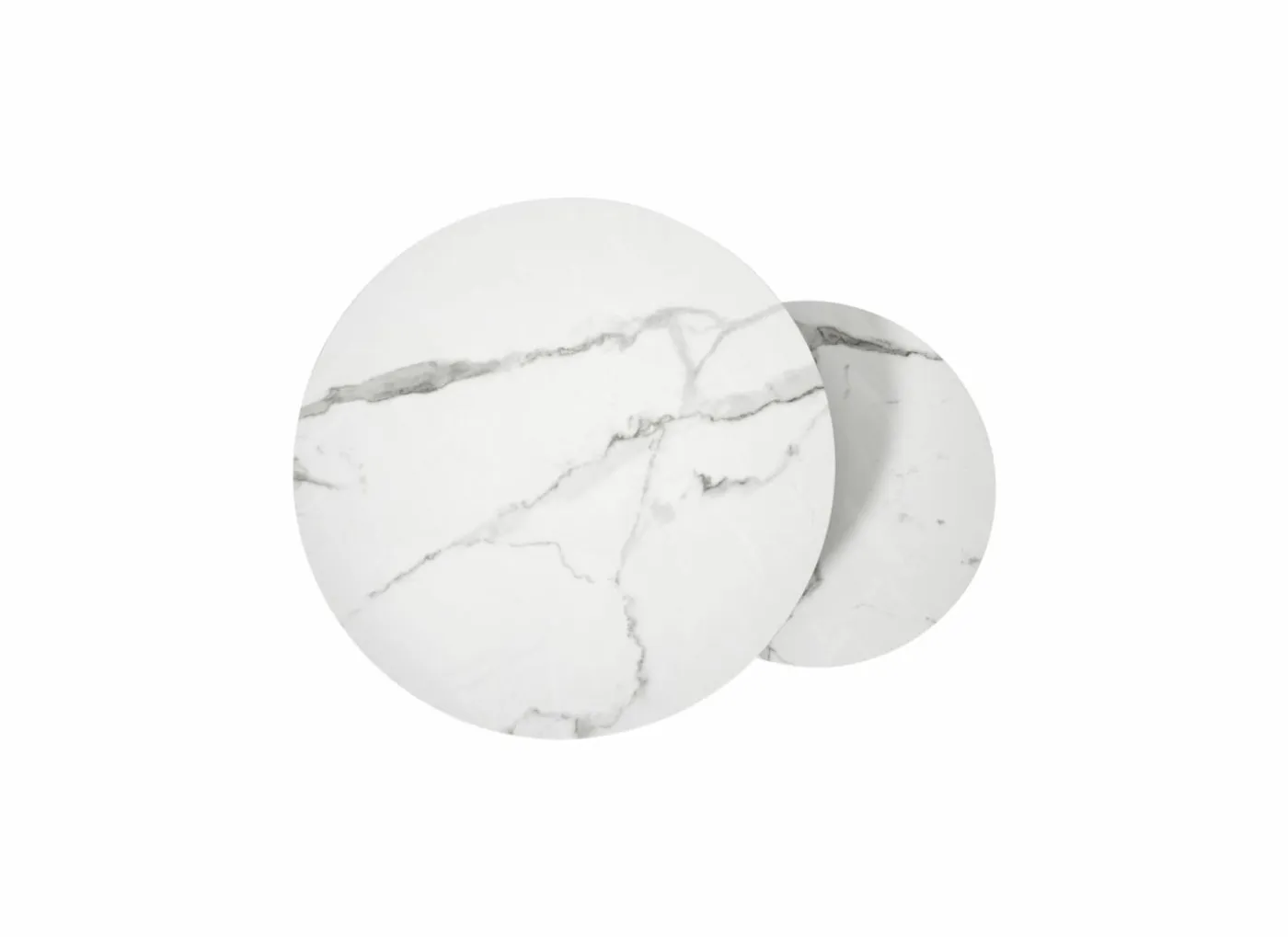 Salontafel Ø70/Ø50cm - keramiek & metaal - wit set van 2