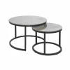 Salontafel Ø70/Ø50cm - keramiek & metaal - grijs set van 2