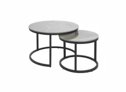 Salontafel Ø70/Ø50cm - keramiek & metaal - grijs set van 2
