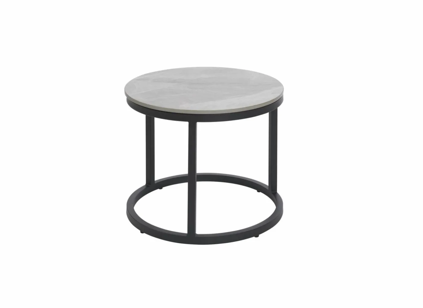 Salontafel Ø70/Ø50cm - keramiek & metaal - grijs set van 2
