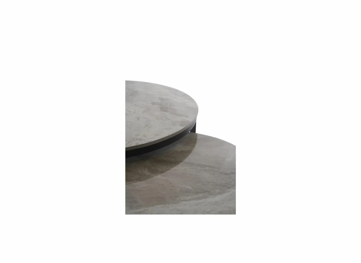 Salontafel Ø70/Ø50cm - keramiek & metaal - grijs set van 2