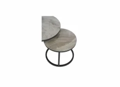 Salontafel Ø70/Ø50cm - keramiek & metaal - grijs set van 2
