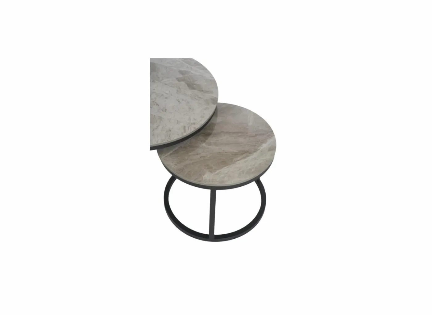Salontafel Ø70/Ø50cm - keramiek & metaal - grijs set van 2