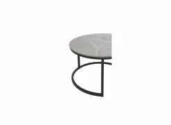 Salontafel Ø70/Ø50cm - keramiek & metaal - grijs set van 2