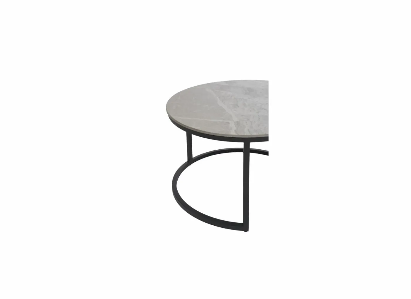 Salontafel Ø70/Ø50cm - keramiek & metaal - grijs set van 2