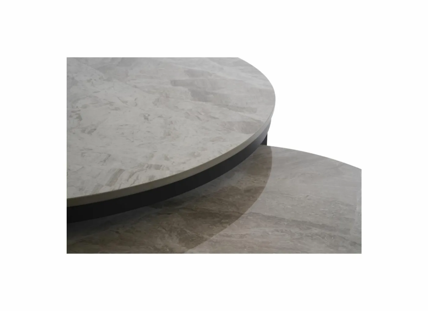 Salontafel Ø70/Ø50cm - keramiek & metaal - grijs set van 2