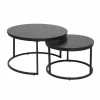 Salontafel Ø80/Ø60cm - melamine - nero set van 2