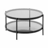 Salontafel Ø79cm - metaal - zwart mat & smoked glass