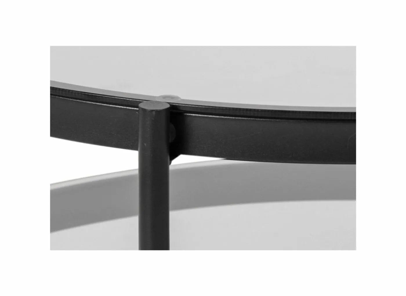 Salontafel Ø79cm - metaal - zwart mat & smoked glass