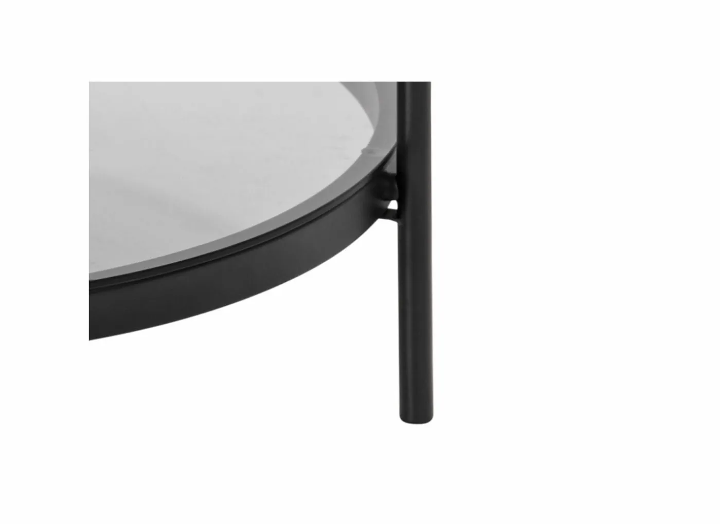 Salontafel Ø79cm - metaal - zwart mat & smoked glass
