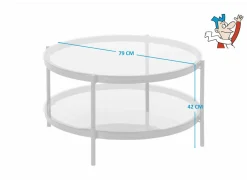 Salontafel Ø79cm - metaal - zwart mat & smoked glass