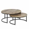 Salontafel Half Moon Ø80cm - metaal - naturel & zwart