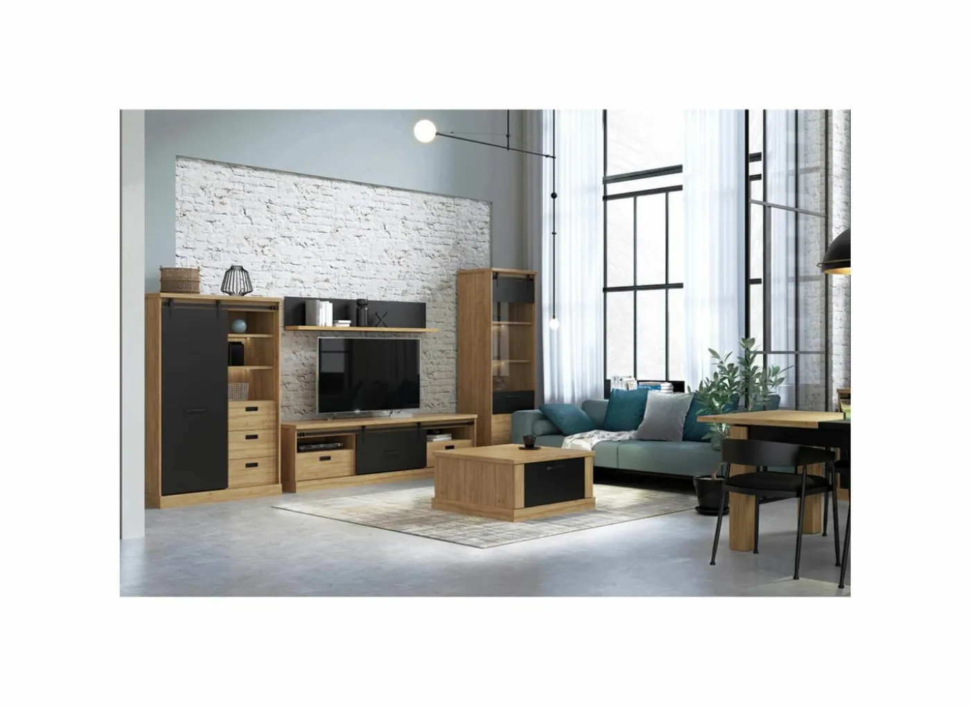 Salontafel Kaszimiro 85x85cm - decor - waterford eik & zwart