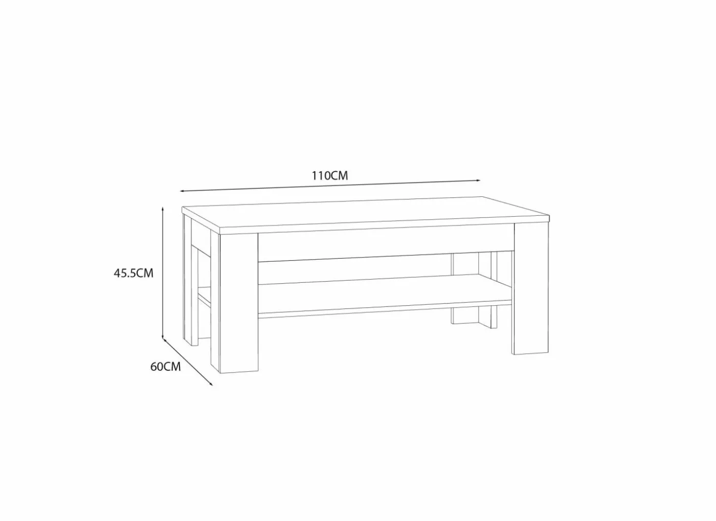 Salontafel Killarney 110x60x46cm - decor - mauvella oak