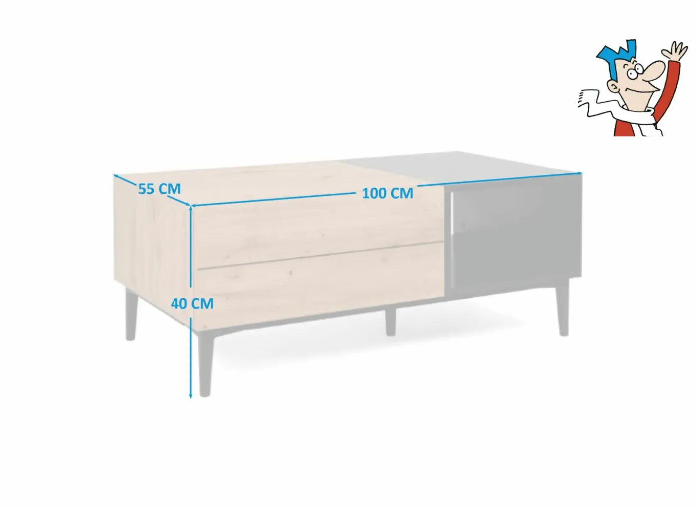 Salontafel Nola 100x40cm - melamine - artisanale eik