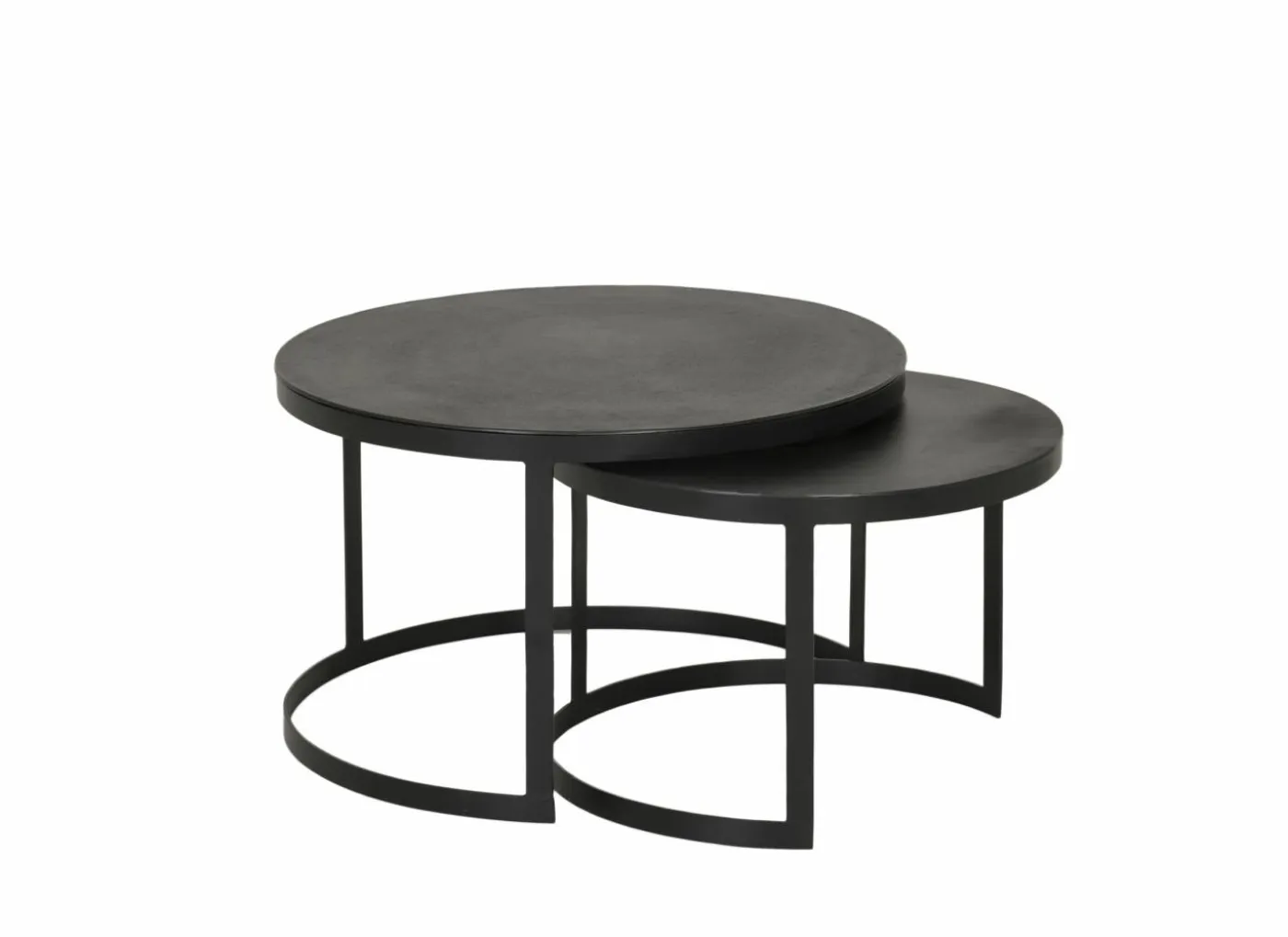 Salontafel Skudde Ø75/Ø60cm - metaal - zwart set van 2