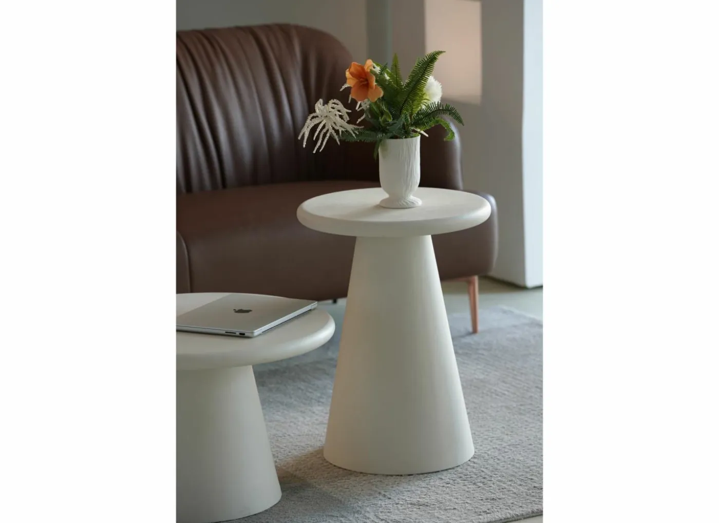 Salontafel SL2406 Ø45cm - cementex - wit