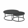 Salontafel Sunrise 80x35/60x32cm - MDF & melamine - zwart set van 2