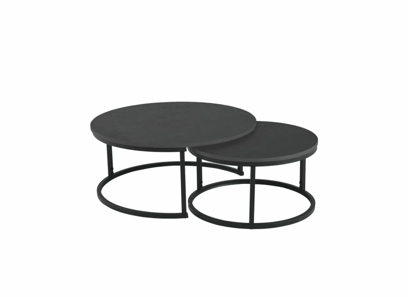 Salontafel Sunrise 80x35/60x32cm - MDF & melamine - zwart set van 2