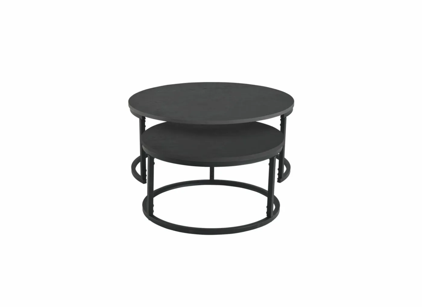 Salontafel Sunrise 80x35/60x32cm - MDF & melamine - zwart set van 2