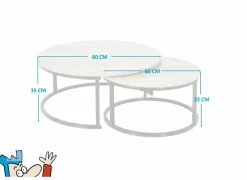 Salontafel Sunrise 80x35/60x32cm - MDF & melamine - bruin set van 2