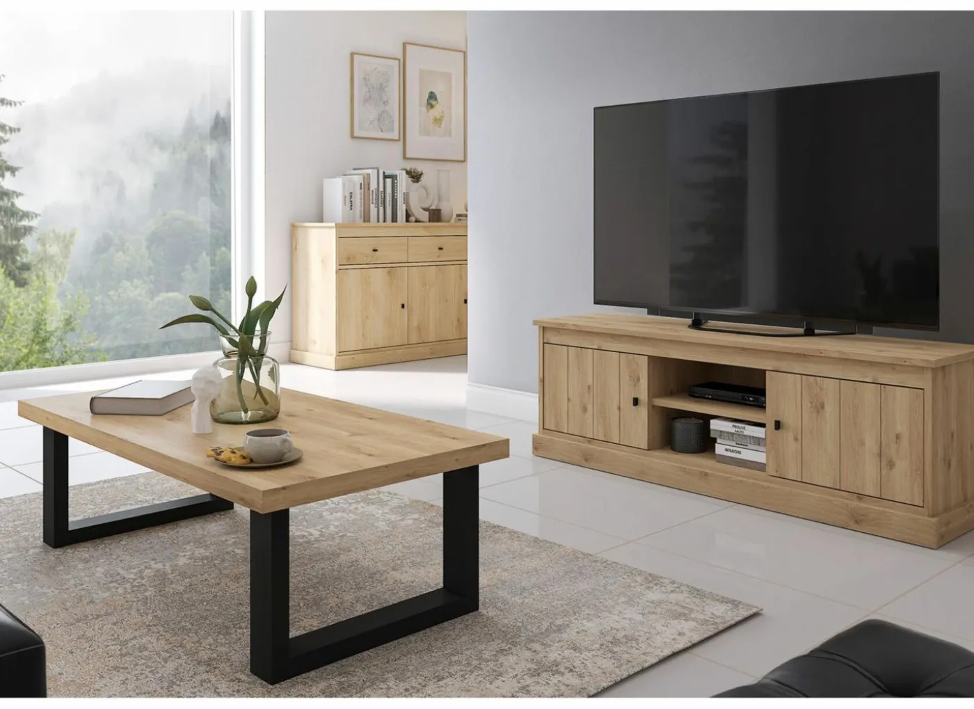 Salontafel Valencia 130x65cm - melamine - lichte eik