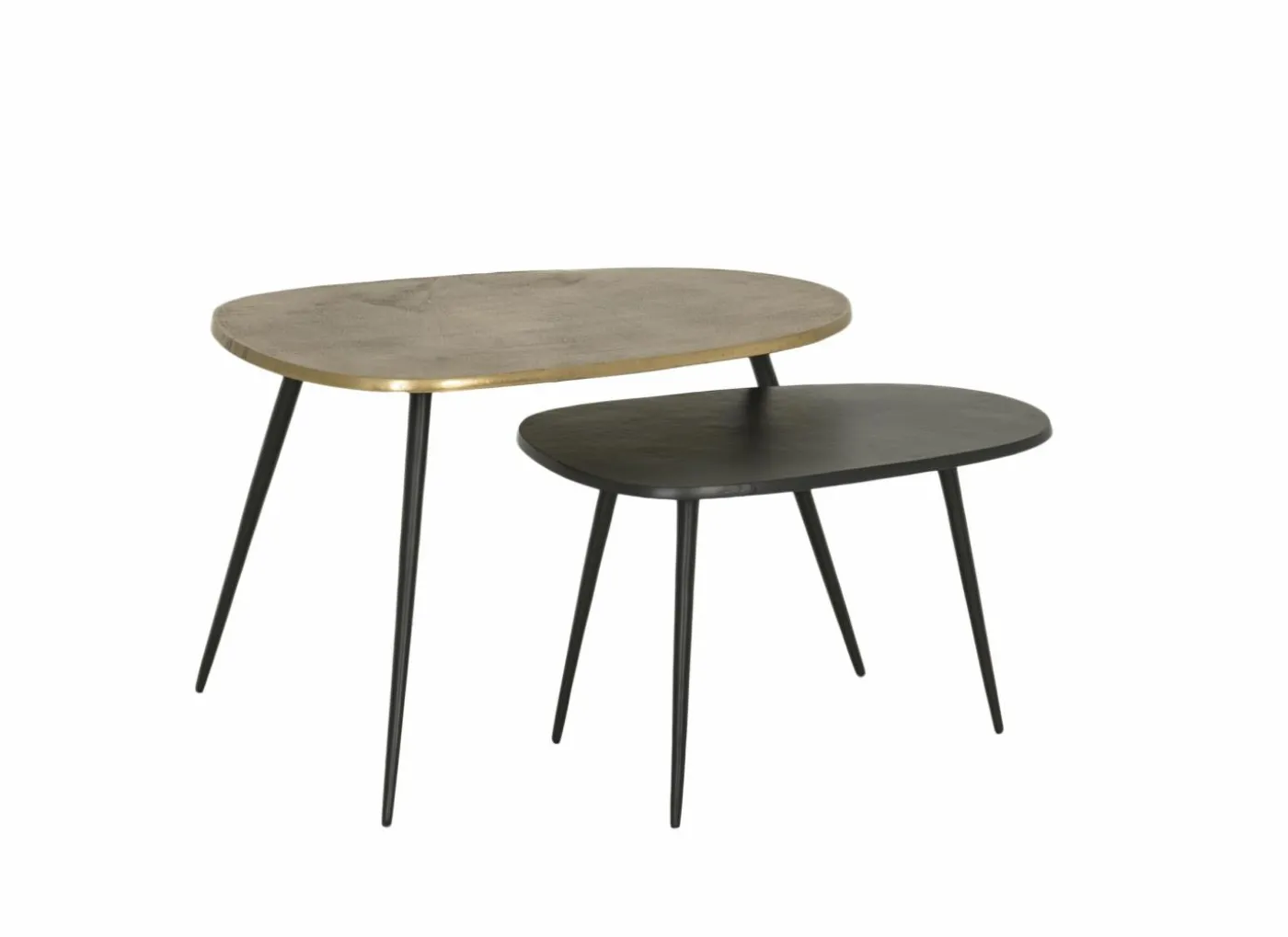 Salontafel Victor 70x47/57x34cm - metaal - goud & zwart
