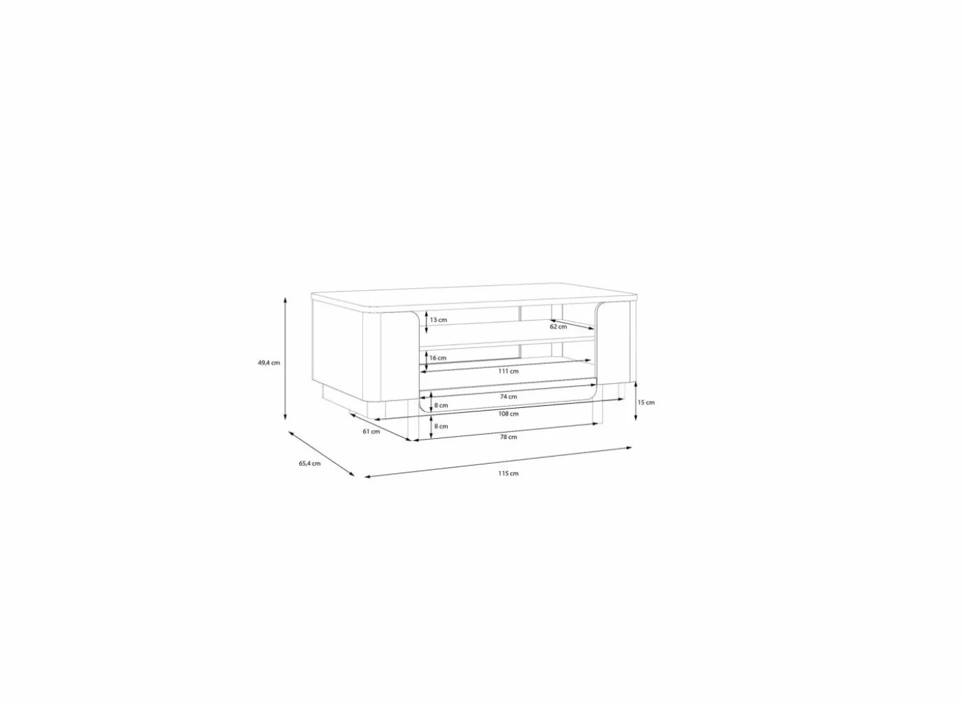 Salontafel Vodol 115x65cm - decor - zand & zwart