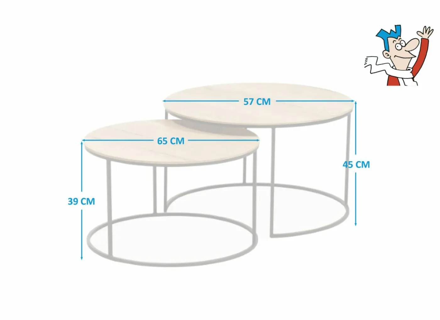 Salontafel Windsor Ø65cm/Ø75cm - lamulux - naturel - set van 2