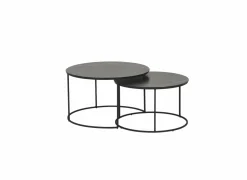 Salontafel Windsor Ø75x44,4cm/Ø65x39cm - lamulux - zwart - set van 2