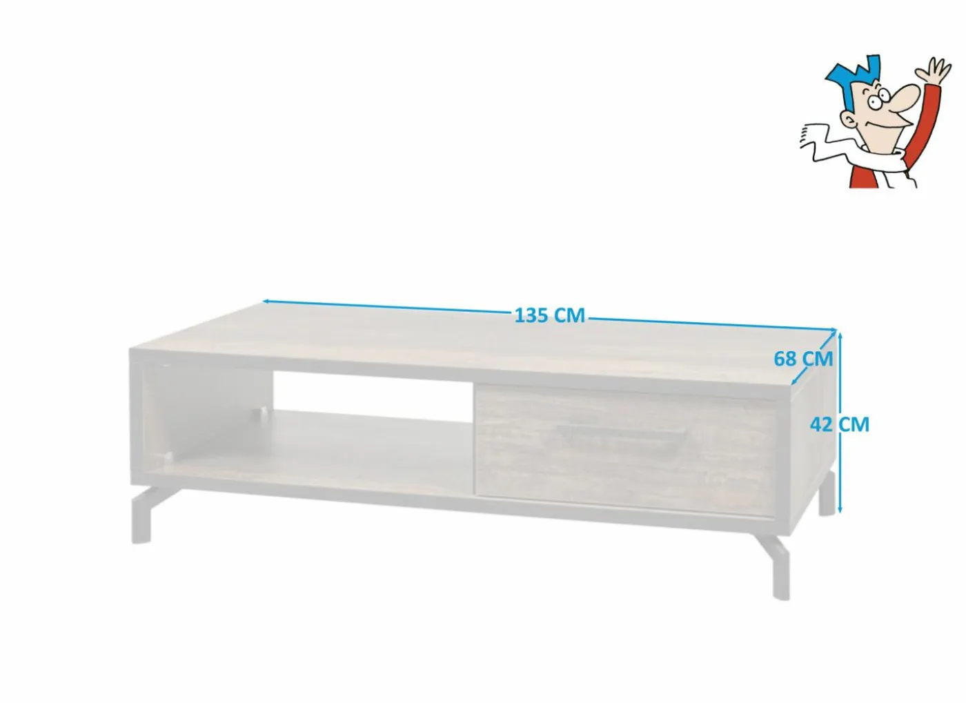 Salontafel 135x68cm - decor - bruin