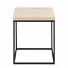 Salontafel 40x40x45cm - decor & staal - travertijn look & zwart
